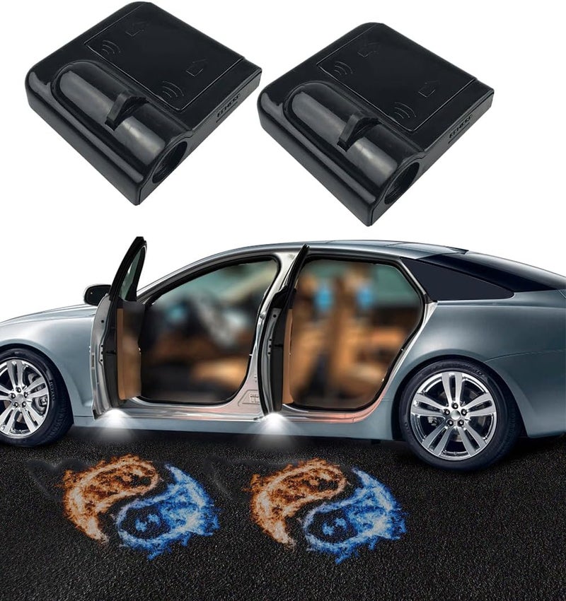 NewL 2 Pcs Led Car Door Welcome Light for Red Blue Fire Tai Chi Logo Symbol Projector Lights Ghost Shadow Light - Image 1